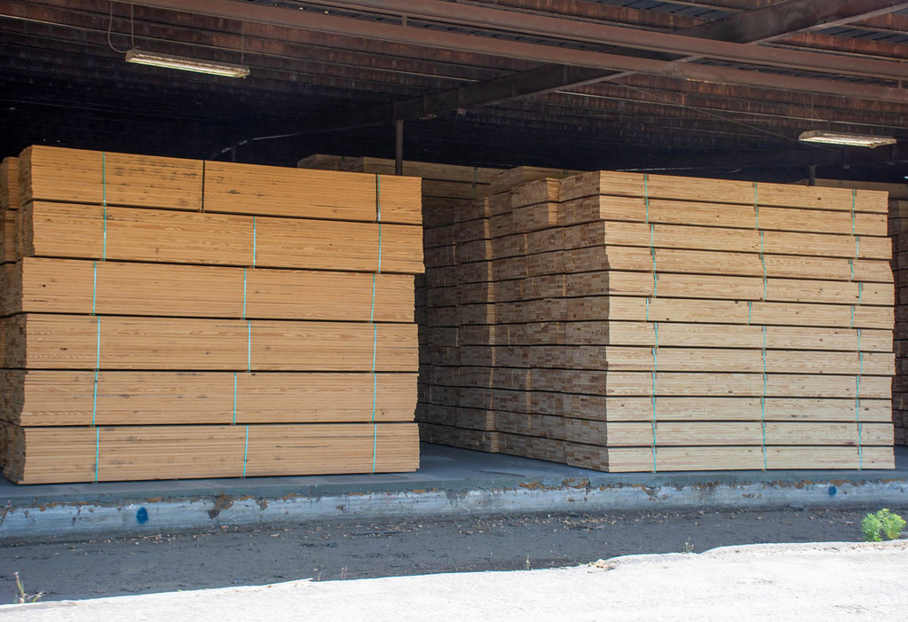 Banded stacks of sawn lumber